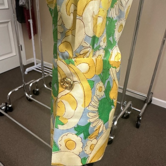 Zara Green and Yellow Patterned Long Sleeve Dress SMALL - Picture 4 of 5